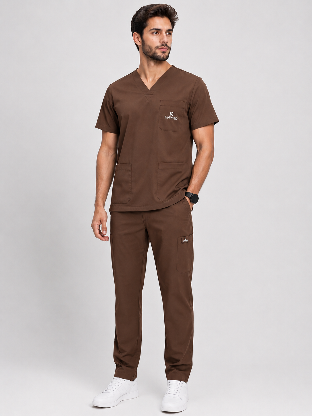 ChatGPT Image May 10, 2026, 05_48_25 AM UNIMED Men’s Medical Scrubs (Brown) - Image 1